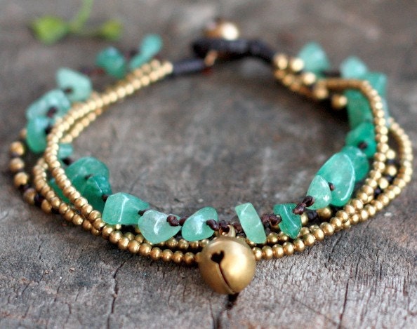 Jade Brass Chain Bracelet