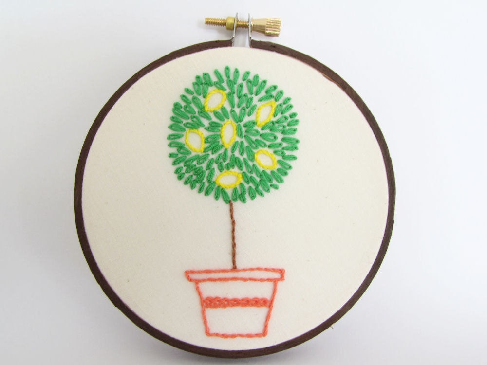 Embroidery Hoop Art - Lemon Tree Topiary