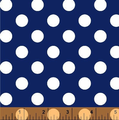 Windham Fabrics Basic Brights Deep Blue With Half Inch White Polka Dots Fabric.........1 Yard