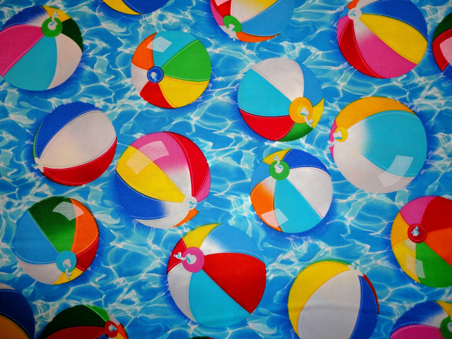 Benartex Fabrics...Kanvas Collection......BEACH BALLS In The WATER.....1 Yard...New...Just Beachy Collection