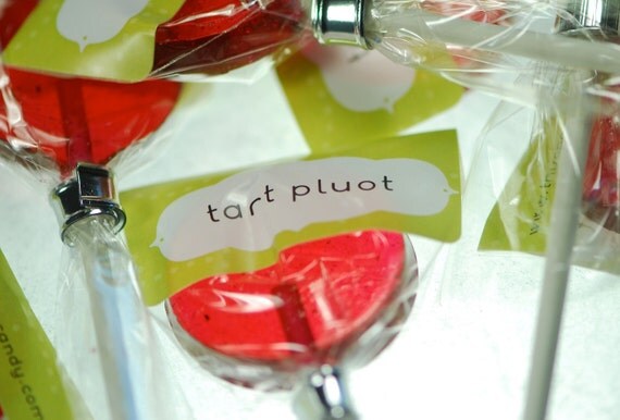 12 Tart Pluot (plum apricot) Lollipops - handmade sour hard candy lollipops