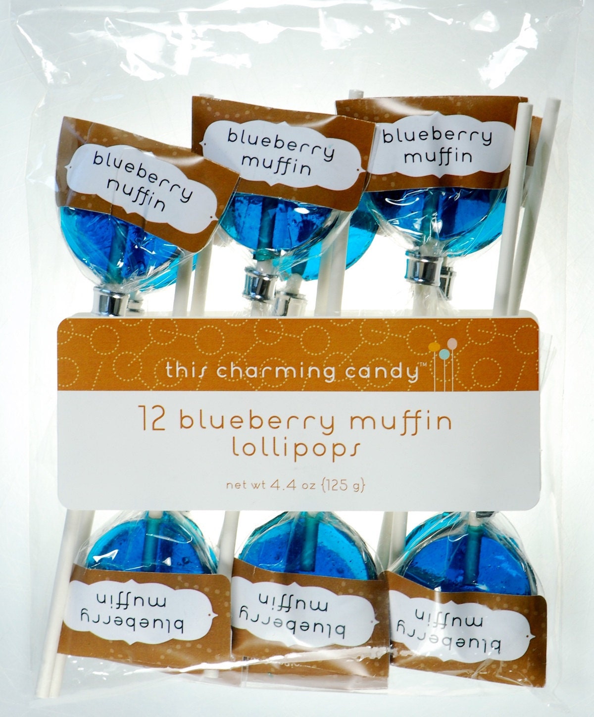 12 Blueberry Muffin Lollipops - artisan hard candy lollipops- blue lollipops