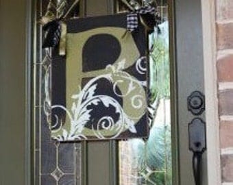 Personalized Door Hanger Sign --  16x20 in FLOURISH INITIAL Style