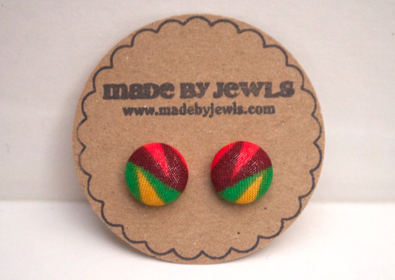Bird of Paradise Fabric Covered Button Earrings