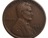 Vintage 85 years old 1926 S US One Cent Lincoln Wheat Cent Copper COIN