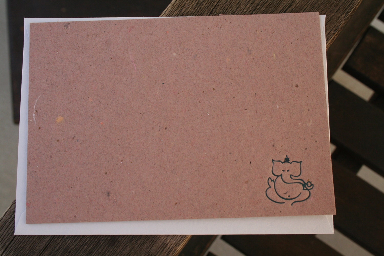 Meditating Ganesh letterpress stationery set on recycled paper