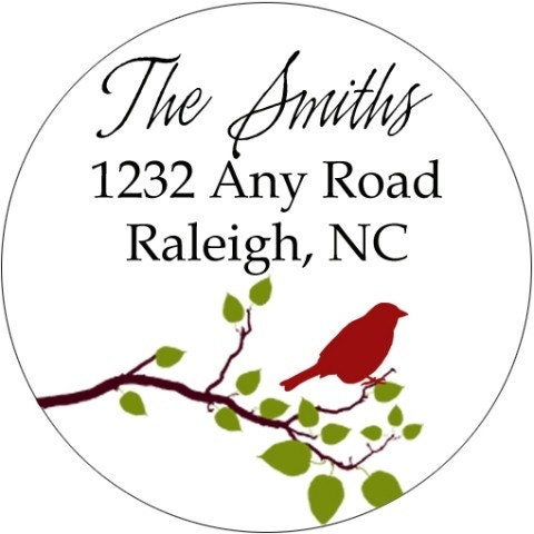 Bird on a Branch Return Address Label Sticker (Set of 24)