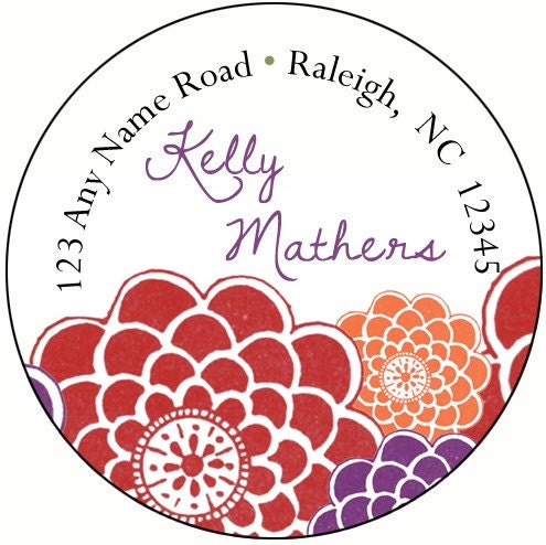 Zinnia Return Address Labels or Stickers (Set of 24)