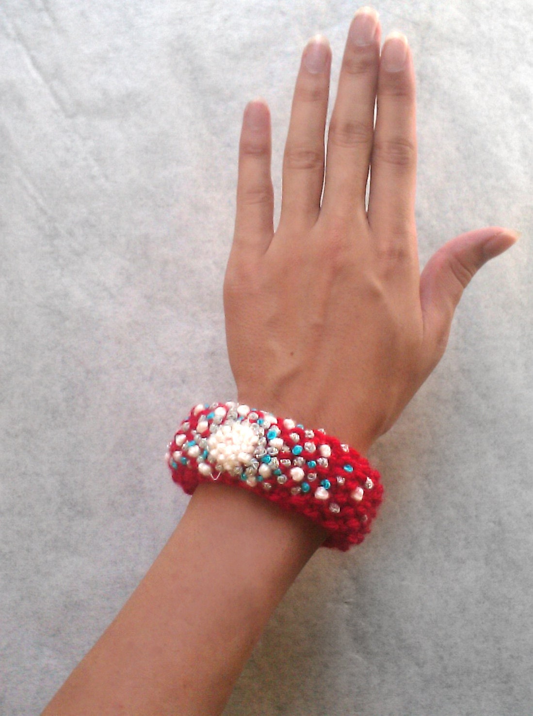 Embroidered Red, White, and Blue American Stardust Bangle
