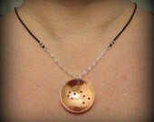 Customized Unisex Copper Sagittarius Constellation Zodiac Sterling Stardust Silver Leather Necklace Chain Punched Hammered  Mixed Metal