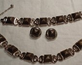 Vintage Trifari Necklace, Bracelet, Earrings of  Root Beer Brown Thermoset on Sale