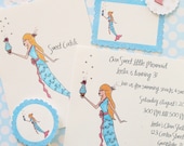 Sweet Catch- Mermaid with Cupcake Invitations, Cards, Cupcake Flags and Gift Tags
