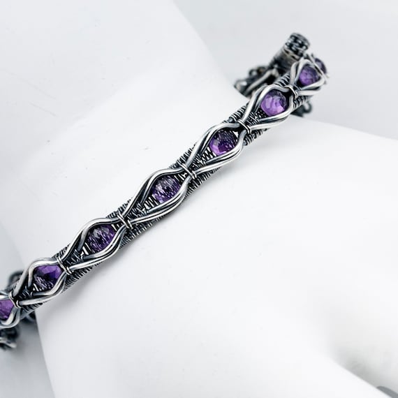 Amethyst and Fine Silver Tennis Bracelet