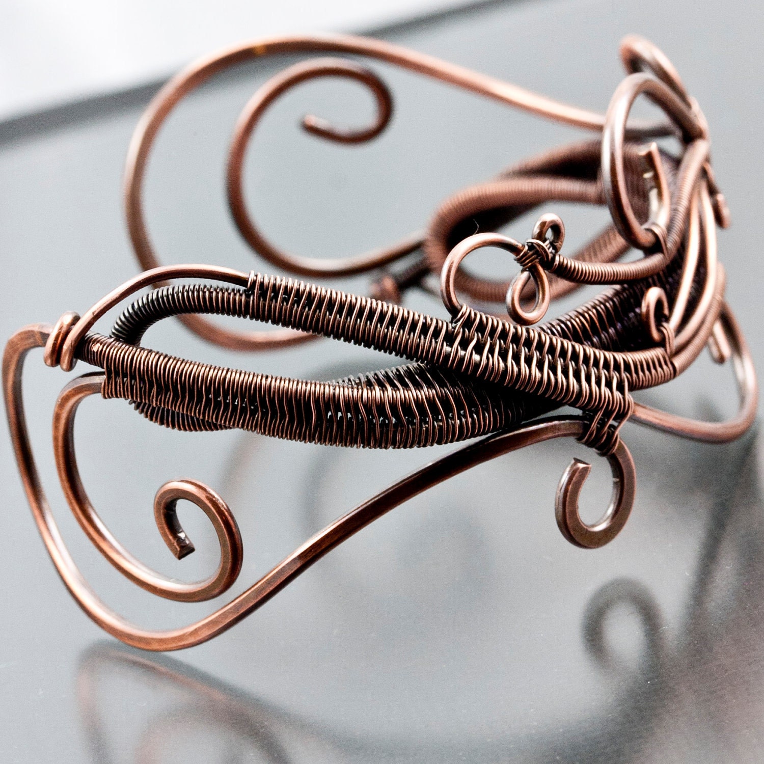 Caligraphy Bracelet- Copper Cuff