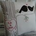 Custom listing for Allison. Price difference for love birds.  Large Primitive Style Love Faux Bois Stitched Pillow