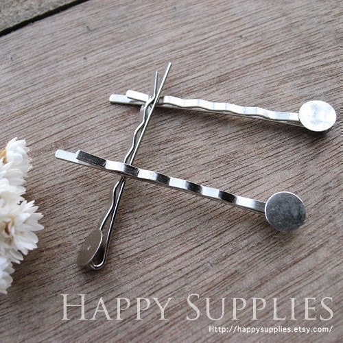 40pcs 53mm Nickel Free - High Quality Silver Tone Hair Clip With Flat 8mm Pad (GF118)