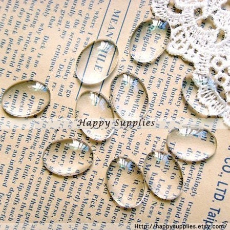 13x18mm (10Pcs) Oval Clear Glass Cabochon