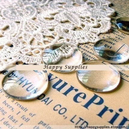 25mm (50Pcs-7mm high) Round Clear Glass Cabochon