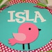 Bird Pink Green and Turquoise Birdie Name Polka Dot Sign Shabby Chic Birthday Decorations Baby Shower