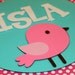Bird Pink Green and Turquoise Birdie Name Polka Dot Sign Shabby Chic Birthday Decorations Baby Shower