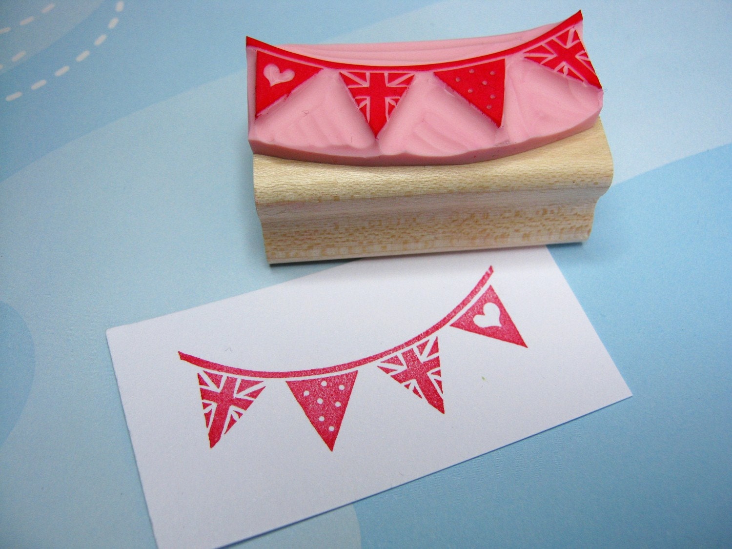 Bunting Stamp - Union Jack Bunting - Hand carved rubber stamp