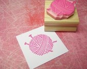 Wool and Needles - Hand Carved Rubber Stamp
