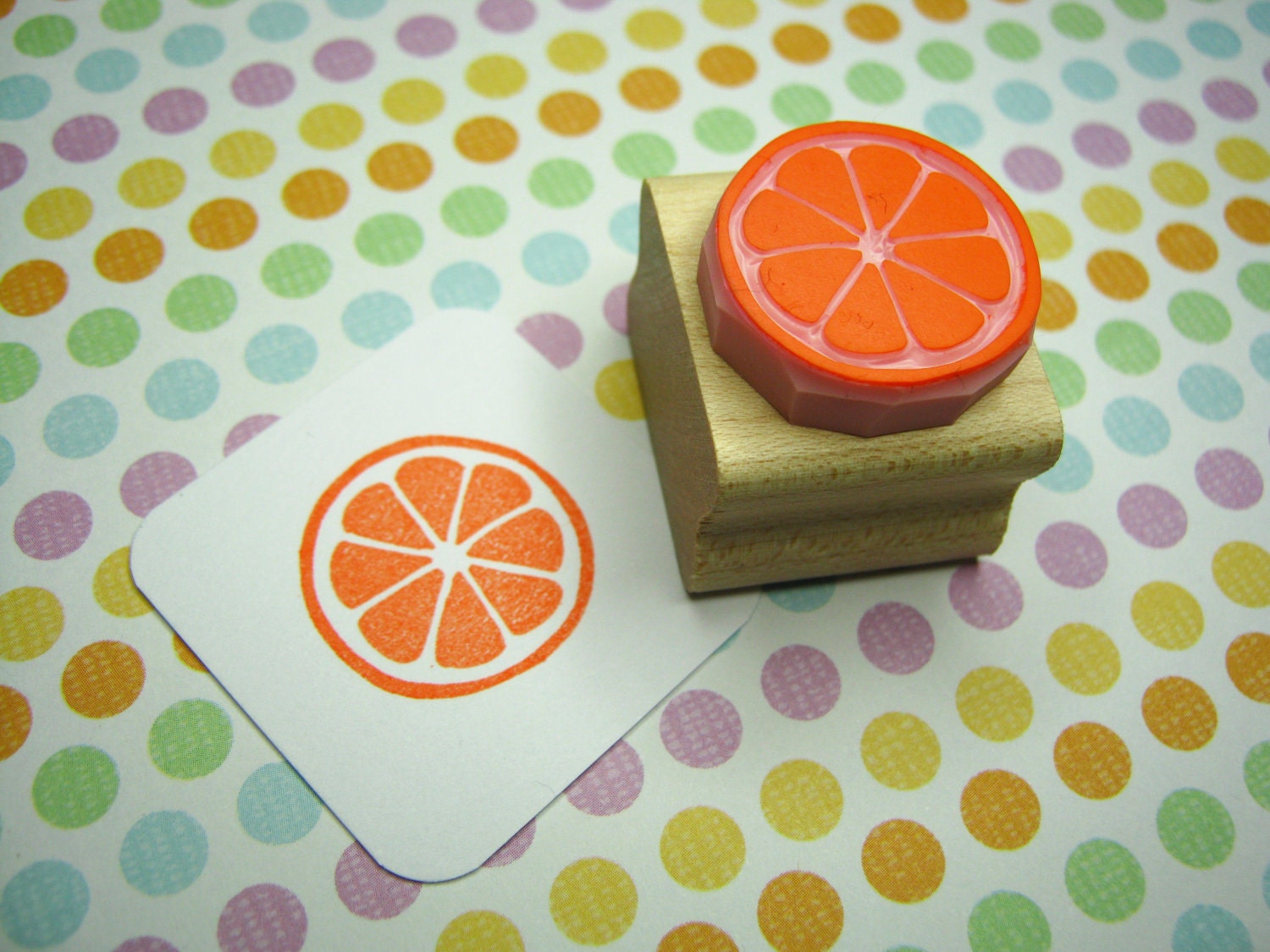 Citrus Slice - Hand Carved Rubber Stamp