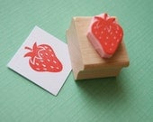 Strawberry Rubber Stamp - Juicy Strawberry Hand carved Rubber Stamp