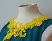 Bright Lace Eco-Necklace - Yellow Swirly - Recycled Felt - Delicate Laser Cut