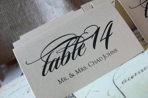 4 Wedding Place - Escort Cards - SAMPLE .20 each Personalized Elegant Sscript