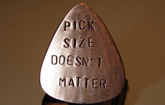 Copper Guitar Pick Handmade and Stamped with Pick Size Doesnt Matter