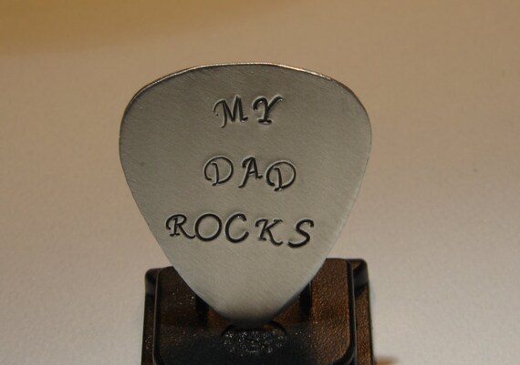 Guitar Pick My Dad Rocks Handmade from Sterling Silver for Fathers Day