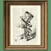 THE MAD HATTER Alice in Wonderland beautifully upcycled vintage dictionary page book art print