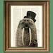 Walrus Art Print Aristocrat WALRUS with a top hat, monocle, and fancy watch illustration beautifully upcycled dictionary page book art print