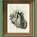 It's a HUMAN HEART diagram beautifully upcycled dictionary page book art print