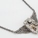 Steampunk Necklace vintage watch movement antique gears silver wings Swarovski crystal unisex pendant jewelry by Steampunk Nation 1497