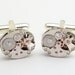 Steampunk cufflinks antique petite oval watch movements gears mens wedding anniversary vintage silver cuff links Steampunk Nation 1608