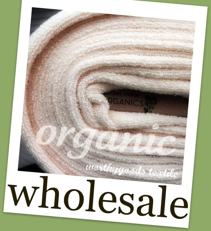 Terry Cloth Organic Cotton Fabric - 10 Yard Bolt - Domestically Made GOTS Certified Yardage Cream Ivory