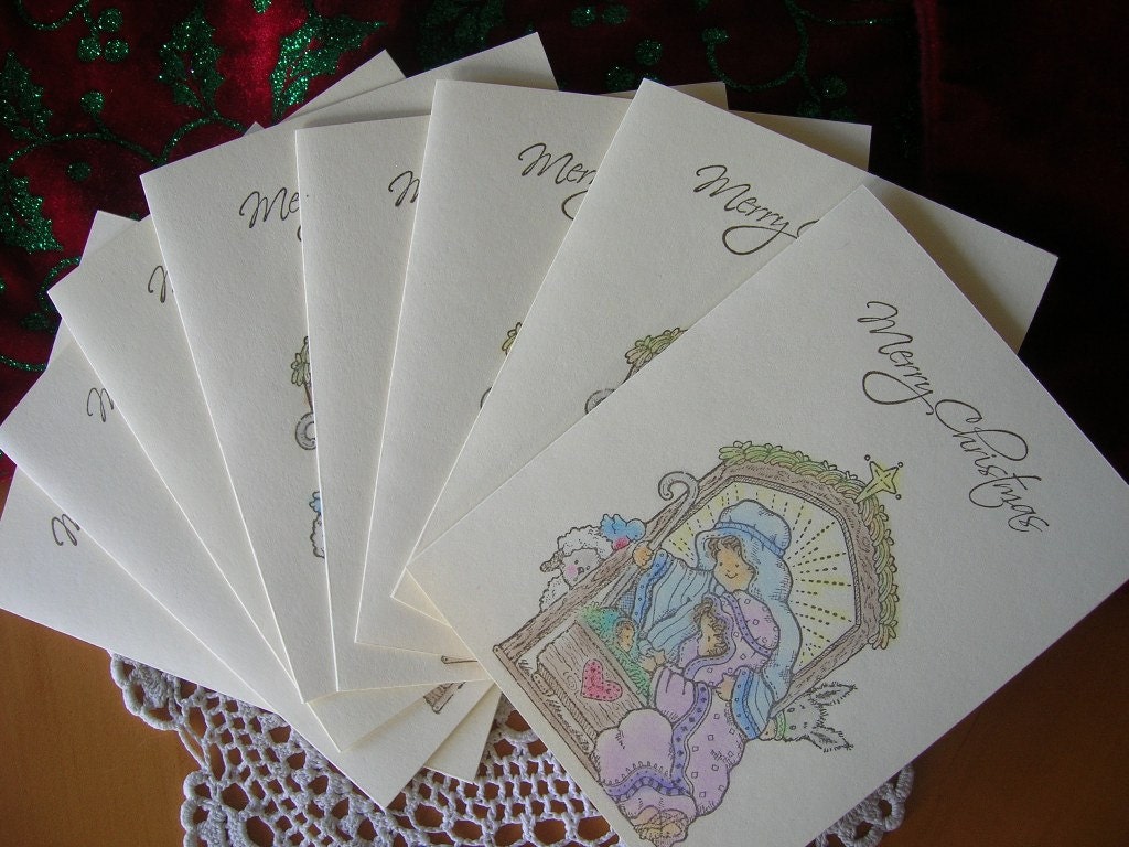 Nativity Scene Christmas Cards...Set of 8