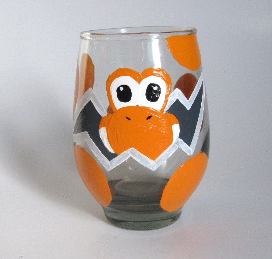 Yoshi Egg Glass- One hand painted Mario Inspired Drinking Glasses
