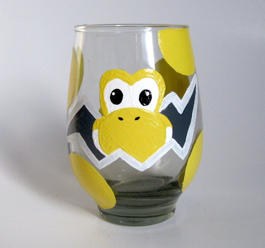 Yoshi Egg Glass- One hand painted Mario Inspired Drinking Glasses