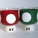 Mario Mushroom Drinking Glasses- Set of Two Hand Painted Mario Inspired Glasses