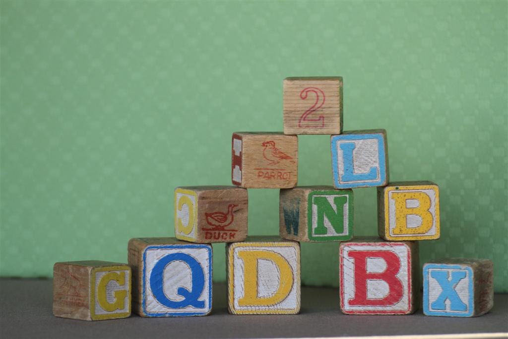 Vintage Wood Baby Blocks - Excellent Condition - Large and Small - Set of 11
