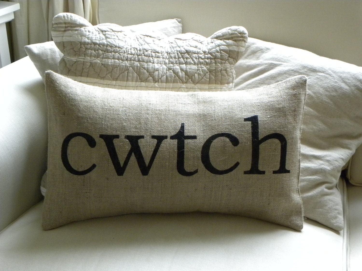 Welsh cwtch cuddle burlap pillow cushion cover - Etsy Front Page item
