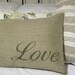 Simple burlap love lumbar pillow cushion cover