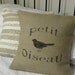 Burlap French petit oiseau little bird pillow cover