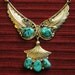 Navajo Sterling Silver Turquoise Butterfly Fan Foliate Pendant Necklace