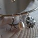 Sterling Silver Plated Beach Cuff Bracelet with Swarovsk Pearl and Sterling Charm