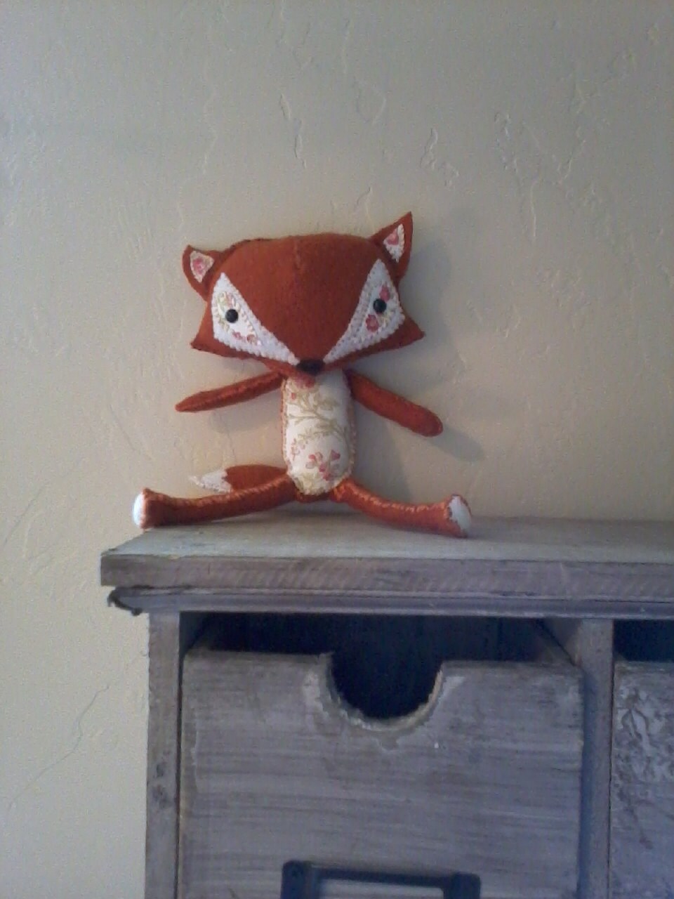 Little Foxy Loxy with Vintage Rose cotton and 100% organic wool body