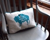Lonely Buffalo Pillow cream and teal